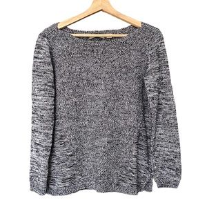 525 AMERICA Black and White Speckled Knit 100% Cotton Sweater, Size Small